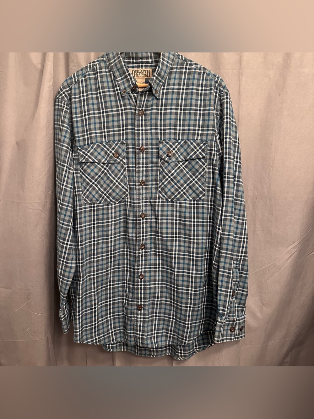 Duluth Trading Co Button Down Flannel Shirt Men’s Large Tall Plaid Workwear